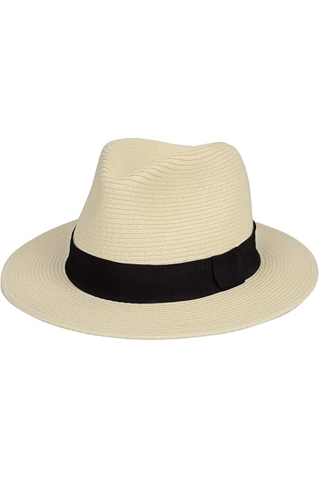 DRESHOW Women Straw Panama Hat Fedora 