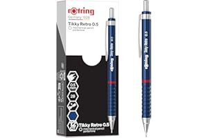 Portaminas retro Tikky de rOtring | 2B de 0,5 mm | Cuerpo azul | Cómodo agarre ondulado | 12 unidades