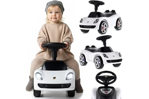SUN BABY Porsche Carrera GT Åkbil från 18 Månader - Vit | ratt med knappar, strålkastare, realistiska dekaler, upp till 30 kg