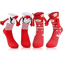 Chaussettes Couple Magnétiques Main Dans La Main - Design 3D Drôle, Taille Unique 36-45 - Cadeau Original Pour Anniversaire, Saint-Valentin