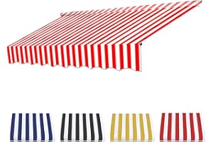 CYXOZ Ersatz Markisentuch Mehrere Größen Zur Auswahl Anthrazit Sonnenschutz Markisenbespannung Ersatzstoff Garten Geeignete Markisenrahmen-Maße Außenwohnbereichs Schatten Terrasse Veranda-Red+white||3m