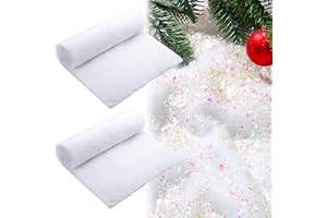 Threan 3 Pack Weihnachten Kunstschnee Dekorationen und Weihnachtliche Schneematte Rollen Set Weiße Weiche Flauschige Kunstschnee Decke für Feiertag Winter Basteln Ausstellung Deko (AB Farbe)