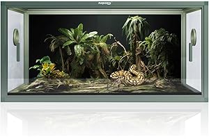 Phailozoo 50 Gallon Reptile Vivarium Front Opening Bearded Dragon Vivarium for Easy Maintenance Snake Enclosure with Top Screen Ventilation & Glass Sliding Door 36''x18''x18''