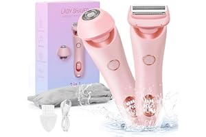 Elektrischer Rasierer, 2 in 1 Intimrasierer für Frauen Euakee Elektrisch Rasierer mit IPX7 Wasserdicht, Schmerzlos Epilierer, Kabelloser UBS Nass/Trocken Epilierer für Gesicht Bikini Beine Arme Körper