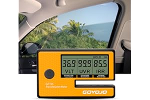 GOYOJO Labs Tint Meter Works on Side Windows, Digital Tint Solar Film Car Transmission Meter with Automatic Calibration, 3-in-1 Solar Film Meter VL UV IR Detection, for Automotive Window Tint Shop Stay Legal