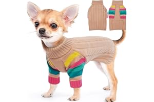 MHaustlie Pull Chien Taille s, Pull Chien Petite Taille, Pull Noel Chien, Pull à Col Roulé en Tricot pour Chien, Pull d'hiver Chaud pour Chiot, Manteau Chien Petite Taille Chihuahua (S, Rose)