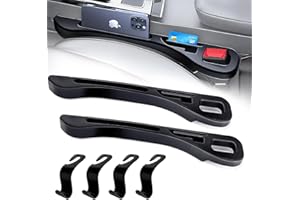 CARSEATTY Relleno de huecos para asiento de coche, 2 unidades con 4 ganchos de almacenamiento para coche, universal, apto para la mayoría de modelos de coche