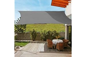 OldPAPA Sun Shade Sail Rectangle Water-resistant Sun Shade 95% UV Block Sunscreen Awning Garden Beach Patio Canopy Grey 3x4m