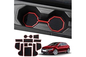 Ruiya Compatible avec 2018-2022 2023 VW Polo MK6 Tapis de Console Centrale en Caoutchouc, Tapis pour Porte-gobelet Accoudoir Couture de Porte Antidérapant Tapis Intérieure Polo Accessoire