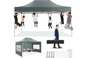 TOOLUCK 3x4.5M Pop Up Gazebo Commercial Heavy Duty Canopy Tent with 3 sidewalls Easy Up Wedding Party Tent Outdoor Gazebos Canopy, All Season, Windproof & Waterproof (Frame Thickened)