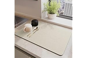 Morbuy Tappetino Scolapiatti Assorbente,Tinta Unita Tappetino per Asciugare i Piatti Asciugatura Rapida/Tappetini Bancone Cucina Antiscivolo per Macchine da Caffè e Tavoli (Beige,30x40cm)