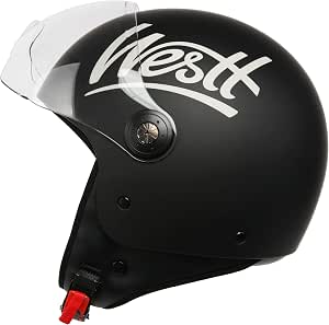 WESTT Classic Jet Casco I Casco Moto d'Epoca I Casco Jet Retrò in Nero  Opaco I Casco Jet con Visiera I Caschi Scooter per Donne e Uomini I Casco  Moto Antiurto I