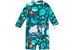 upandfast Baby Girl/Boy Swimwear Toddler Rashguard with Full-Length Zipper UPF 50+ Infant One Piece Bathing Suit