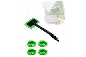 JHCHAN Car Window Cleaner Tool Kits - Car Auto Windshield & Roof Brush with 5 Washable Microfiber Pads| for car and home cleaning, Inside Car Cleaning Tool for Fog Moisture Removal