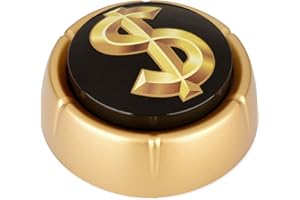 THE MONOCLE BREAKERS Cash Register Sound Button | Makes Loud Cha-Ching Noise | Big Dollar Sign | Shiny Gold Color Bling Base | Funny Easy Gift | Office Desk Item for Sales and Entrepreneurs Nut Batteries Included