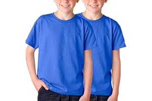 BOD HOME, Confezione da 1 o 2 Magliette per Bambini/Unisex Manica Corta 100% Cotone, Maglietta Basic Girocollo per Bambini, Tinta Unita, Morbida, Confortevole, Versatile, Taglie da 5 a 15 Anni