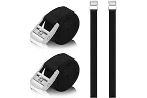 LEEPAT Tie Down Straps, 4 Pack Straps with Buckles, 2.5cm x 50cm Adjustable Cargo Straps, Ratchet Straps for Motorcycle, Cargo, Trucks, Trailer, Luggage - Quick Release (Black)