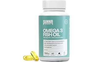 SUNNA SUPPLEMENTS Halal Omega 3 Fish Oil 2000mg with 660mg EPA and 440mg DHA per Daily Serving | Supports Heart, Brain and Joint Health, Easy-to-Swallow 60 Softgels