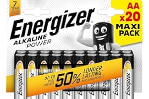 ENERGIZER MAX Energizer - Alkaline Power, Pack de 20 Pilas AA 1,5V, Larga duración para Uso Cotidiano, sin sulfataciones y con hasta 10 años de vida útil