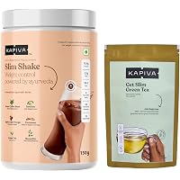 Kapiva Calorie Crunch Combo - Chocolate | Kapiva Slim Shake Chocolate 500g, Kapiva Get Slim Ayurvedic Green Tea with…