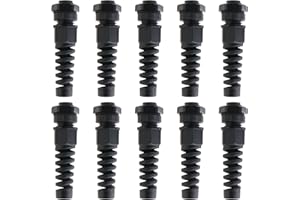 VGOL 10 prensaestopas PG7 IP68 negro de 3-6,5 mm, junta de nailon impermeable con contratuerca ajustable y alivio de tensión para fijación de cables