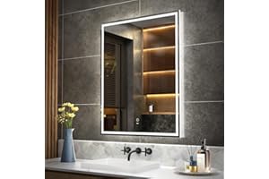 ‎KWW KWW LED Badezimmer Eitelkeitsspiegel, Anti-Nebel Dimmbare Lichter, Horizontal/Vertikal Wand Montiert Make-up Spiegel mit Smart Touch Button (Touch-Steuerung, 70 x 90 cm)