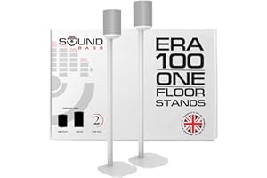 SOUND BASS ERA100 Floor Stand, Twin (2pcs), Compatible with Sonos ERA 100, Sonos One or Play 1 Speakers, Accessories Included. Designed in The UK, Double, Pair (White)
