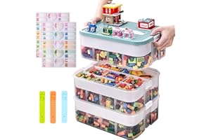 KIMIGO Boite Rangement Plastique pour Lego Briques Coffre A Jouet Enfant avec Couvercle,organiseur de jouets avec compartiments pour enfants,Petites pièces