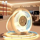 BRIMETI Luces LED COB Tira LED 12V 5M Autoadhesivo Luz Blanco Caldo 3000K Luces 320LED/M Flexible Cortable Ancho 8mm Con Cone