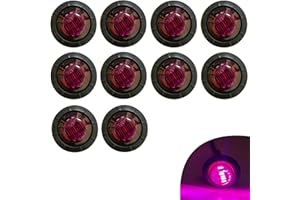 KYYET 10 Pcs 3/4 Inch Mount LED Rear Side Marker Indicator Lights for Trucks, Traile ,Cab Marker, RV Marker,Marine Led Utility Strip Light for Boats ,Taillight Brake Stop Lamp12V (Purple)