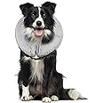 Protective Inflatable Collar for Dogs and Cats, Soft Pet Recovery E-Collar with Adjustable Buckle, Great for Recovery from Surgery or Wounds and Does Not Block Vision (M, Grey)