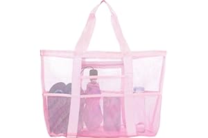 HARNYLOOM Mesh Beach Bag, Beach Bags for Women Large Tote Extra Travel Accessories Picnic Summer Vacation Gym Holiday Foldable Swimming Outdoor Shopping Grocery Shoulder Bag