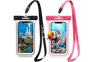 ivoler wasserdichte Handyhülle Tasche 2 Stücke, Handytasche Wasserdicht, Handy Wasserfest Hülle, Universal Staubdichte Schutzhülle für iPhone, Samsung, Huawei, usw bis zu 6.8 Zoll. (Schwarz+Rosa)
