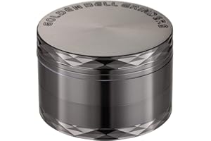 LIHAO Grinder Moledor de Especias Molinillo de Especias Metálico 50mm 4 pisos Duradero Aleación de Zinc (Níquel Negro)