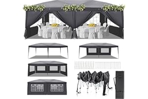 LEADZM Faltpavillon 3x6m | Pavillon mit Stahlrahmen & 6 Seitenteilen, Pop-up Schnellmontage, Wasserdicht Winterfest UV Schutz 50+, Höhenverstellbar für Garten/Party/Camping