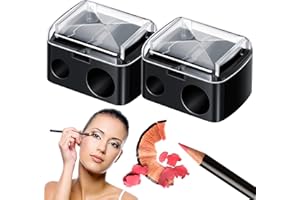 SOL Lot de 2 taille-crayons pour les yeux | Taille-crayon à 2 trous pour les yeux de grande et petite taille | Taille-crayon à sourcils | Taille-crayon à sourcils | Taille-crayon double maquillage