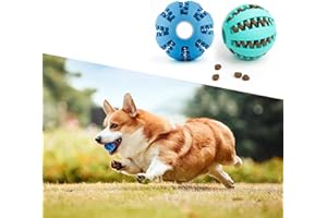 DEWEL Palla per cani giocattolo interattivo per cani giocattolo dispenser per dolcetti per animali domestici palla dentale indistrut tibile palla per la pulizia dei denti (Blu-Verde, 7CM-2PCS)