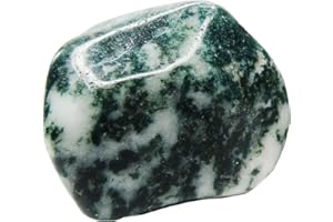 ERLIWAY Moss Agate Healing Crystal Stones, 1.25-2.0" Large Reiki Healing Gemstones Natural Tumbled Polished Stones for Energy Witchcraft Therapy Meditation