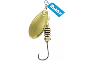 Rublex - Pack de 5 Cucharillas de Pesca Celta-2 Oro | Cebo Artificial de Pesca con Anzuelo Simple sin Muerte Fácilmente Intercambiable con Sistema Quita-Vueltas, Color Oro, 3'5gr