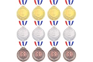 Swpeet Metal Gold Silver Bronze Award Medals with Ribbon, Olympic Style Winner Medals for Kids Children's Events, Classrooms, Office Games and Sports - 1st 2nd 3rd Place