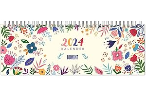 ‎DUMONT KALENDERVERLAG Tischquerkalender Blumenwiese 2024 – hübsches Blumendesign – 29,7 x 10,5 cm – Spiralbindung – mit viel Platz für Einträge