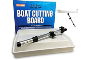 BETTER BOAT Tabla de cortar de barco con soporte para caña, estación de cebo y mesa de filete, tabla de limpieza de peces, bandeja de medición para consola central y pontón, accesorios de pesca marina