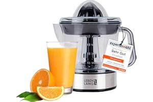 LEBENLANG Zitronenpresse elektrisch hohe Saftausbeute – Saftpresse, Orangenpresse 2 Drehrichtungen – Elektrische Fruchtpresse