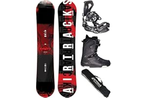 Snowboard Set AIRTRACKS Tavola Eight Wide Hybrid Rocker Uomo + Attacchi MASTER + Scarponi + Sacca NUOVI 150 155 160 164 cm