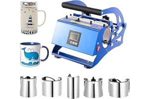 Futchoy Tassenpresse Mug Sublimationspresse 8-30OZ 600W - 200 ℃ Heisspresse Hitzepresse mit 6 Untersetzer Transferpresse Tassen Bedrucken Multifunktionale Sublimations-Drucker Becherdruckmaschine