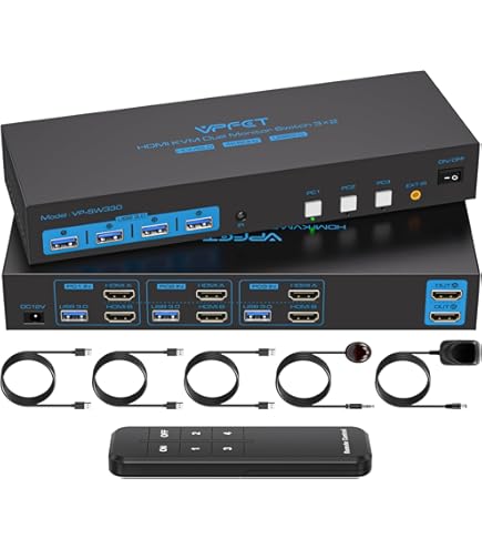 Dual Onitor KV Switch HDI 2 Port 4K@60Hz, USB HDI Extended Display Switch For 2 Coputer - View #7