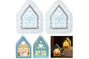 HWJPDMBD Silikonformen Gießformen Häuser, 2 Stück 3D Silikonform Haus, Silikonform Weihnachten, silikonformen gießformen weihnachten, für Kerzenherstellung, Handgefertigte Seife, DIY Handwerk