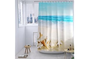 YISURE Zasłona prysznicowa do łazienki morza, szerokość 180 x wysokość 200 cm