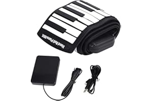 Bnineteenteam Portátil 88 Teclas Roll Up Keyboard Piano Hand Roll Up Piano con Pedal, Cable de alimentación de CC, Cable USB Piano Portatil Plegable 88 Teclas Piano Portable Keyboard