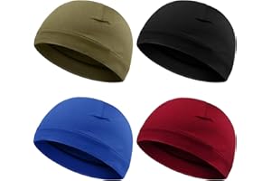Syhood 4 Casquettes de Crâne Hommes Bonnet en Coton Doux Chapeaux de Sommeil Casque Extensible Couvre-Chef de Doublure Multifonctionnel pour Hommes Femmes